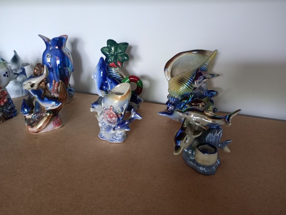 Figurki delfiny porcelana