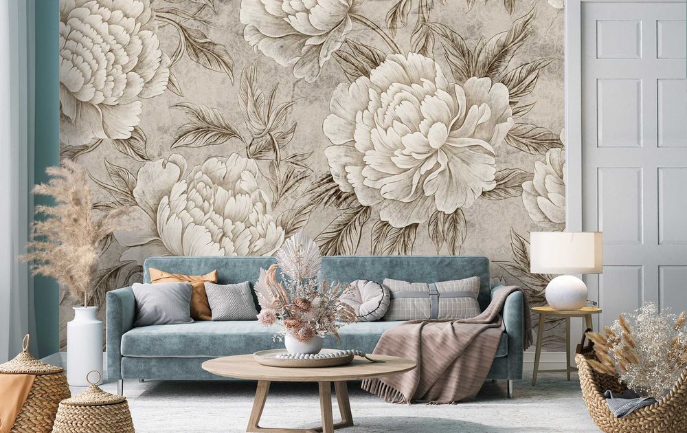 Fototapeta Kwiaty Boho Natura Beż Tapeta 3D Twój Rozmiar + KLEJ