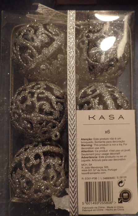 Embalagem com 6 bolas de Natal Novo\Selado