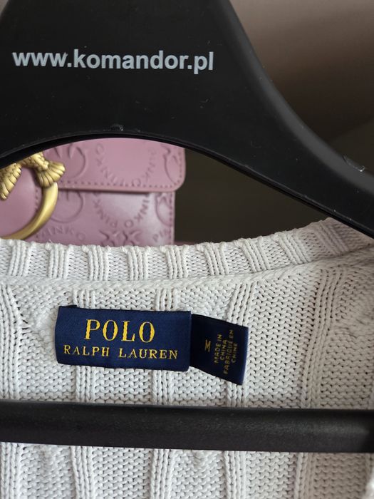 Biały sweterek Ralph Lauren warkocz