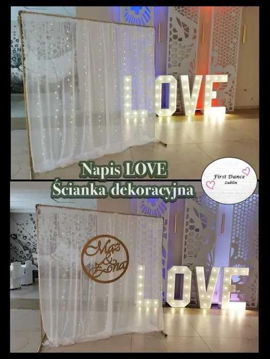 Wynajem: Napis LOVE (2 rodzaje) / Ścianki dekoracyjne (3 rodzaje)