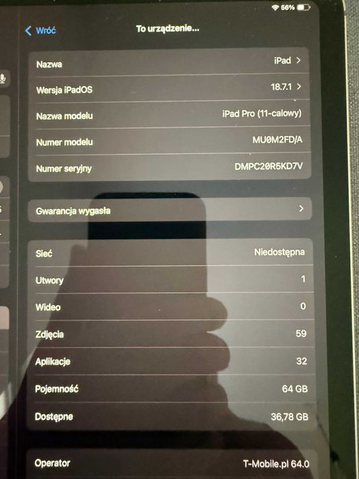 iPad Pro 11” 64GB Wi-Fi + Cellular LTE 2018