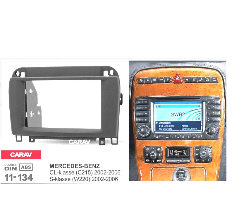 MOLDURA ADAPTADOR PRETO PARA RADIO 2-DIN MERCEDES W220 CLASE S