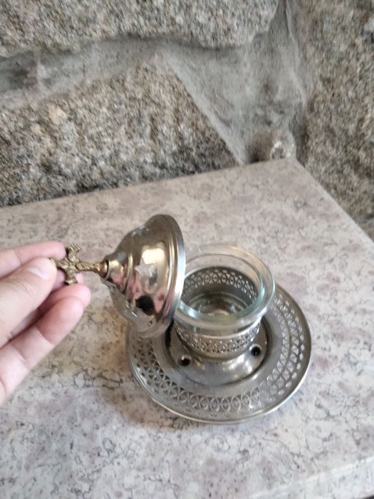 Porta velas antigo de metal