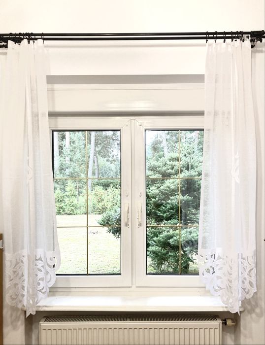 Eleganckie białe firanki 2 panele firanka komplet 2x75x160