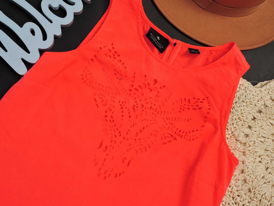 Maison Scotch Bluzka neon wycięcie ażur S