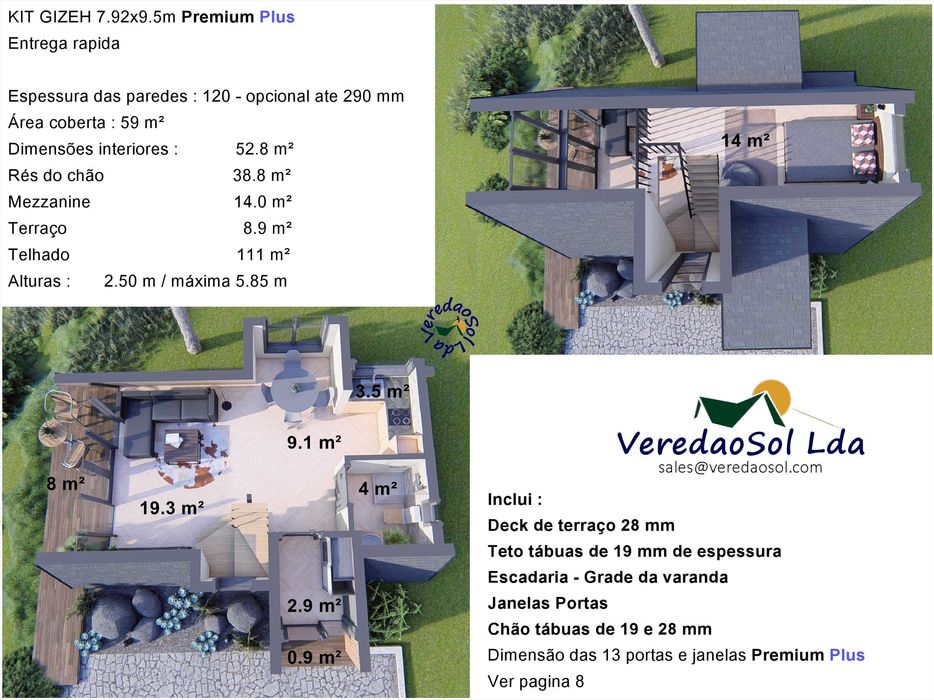 Casa Madeira KIT GIZEH 52.8 m² Pré-fabricada - Preço imbatível