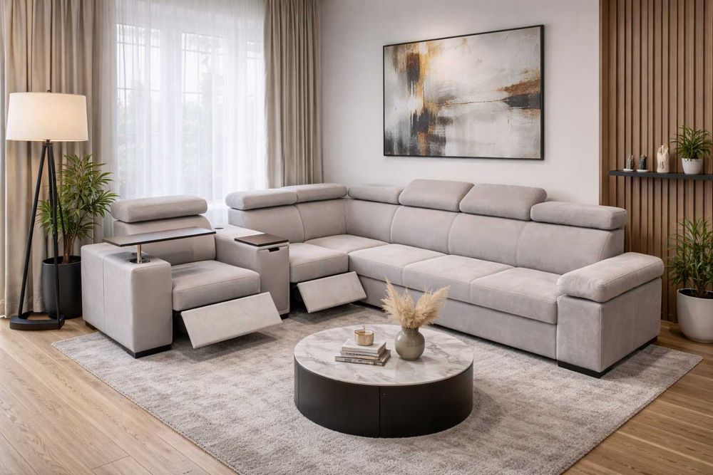 Narożnik FIGARO funkcja elektryczna z połką na laptop