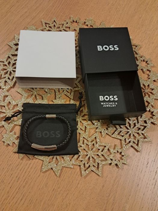 Bransoletka męska boss czarna / srebrna