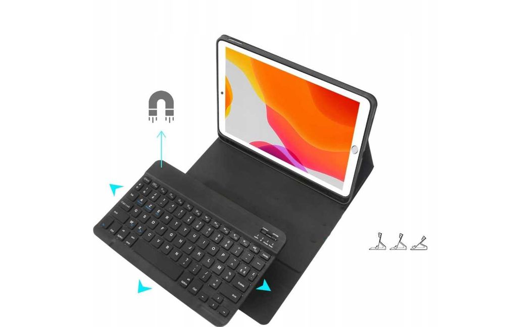 Etui i klawiatura do APPLE IPAD 9 generacja + szkło ochronne