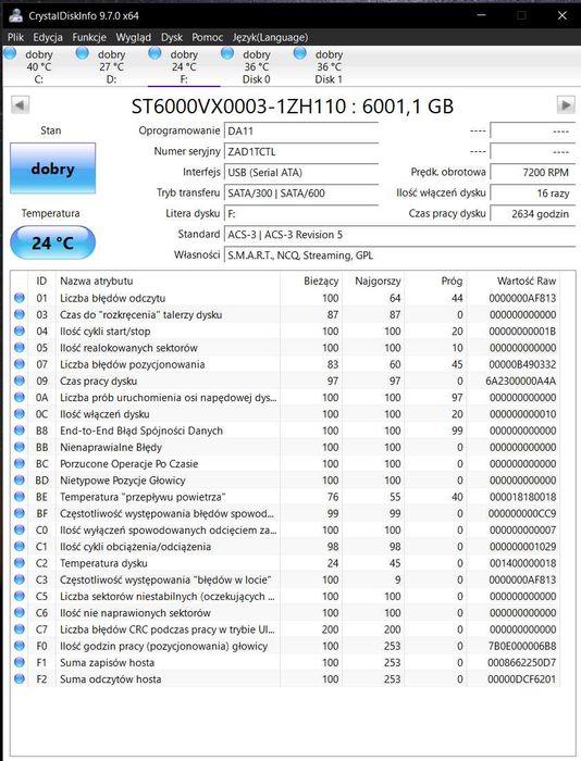 Dysk twardy Seagate SkyHawk 6TB 3,5"