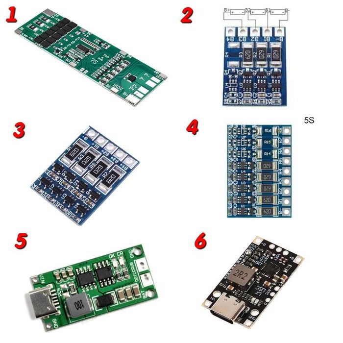 BMS Li-ion, LifePO4 1S  2S  3S  4S  5S  6S  7S Модули заряда 2S,3S,4S