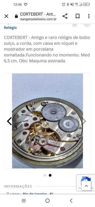 Relogio antigo da marca corbert