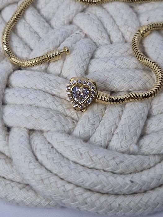 Złota bransoletka żmijka typu Pandora 20 cm