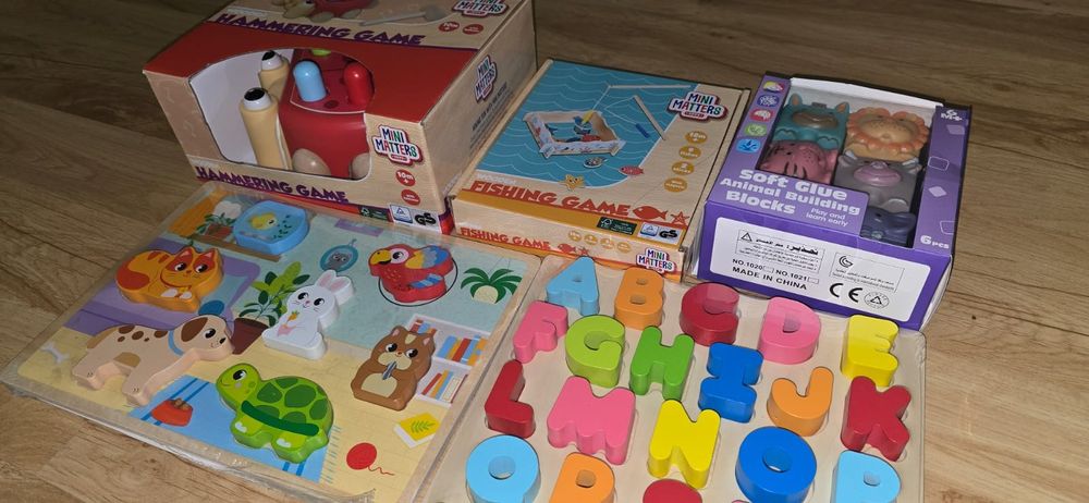 Nowe zabawki edukacyjne drewniane klocki dla dziecka rybki