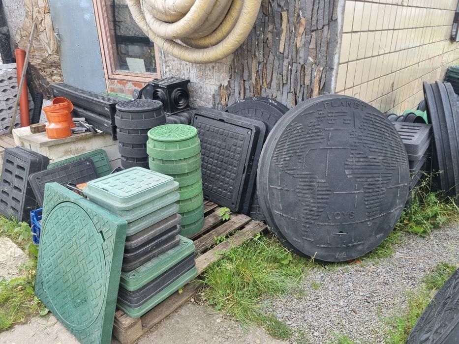 Люки каналізаційні, дренажні, дорожні. Лотки, труби, кільця.