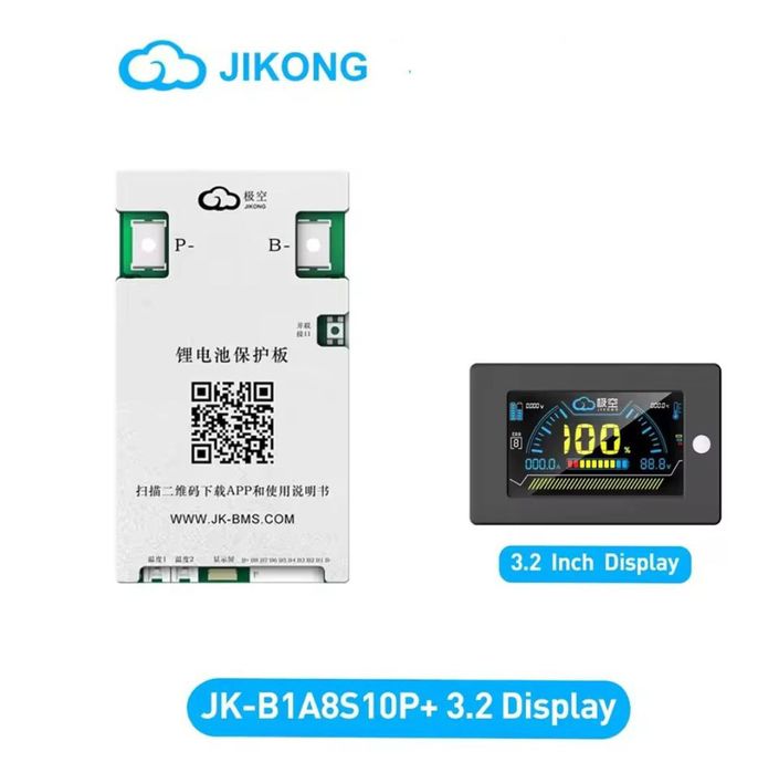 Jk bms b1a8s10p ( балансир 1А)+ дисплей 3.2 комплект.