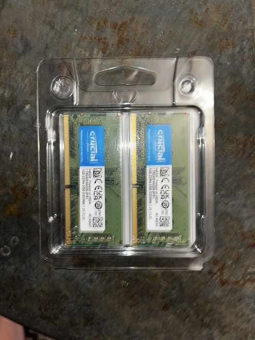 16GB Ram Ddr4 Laptop (2x8gb) crucial micron 3200mhz nowe