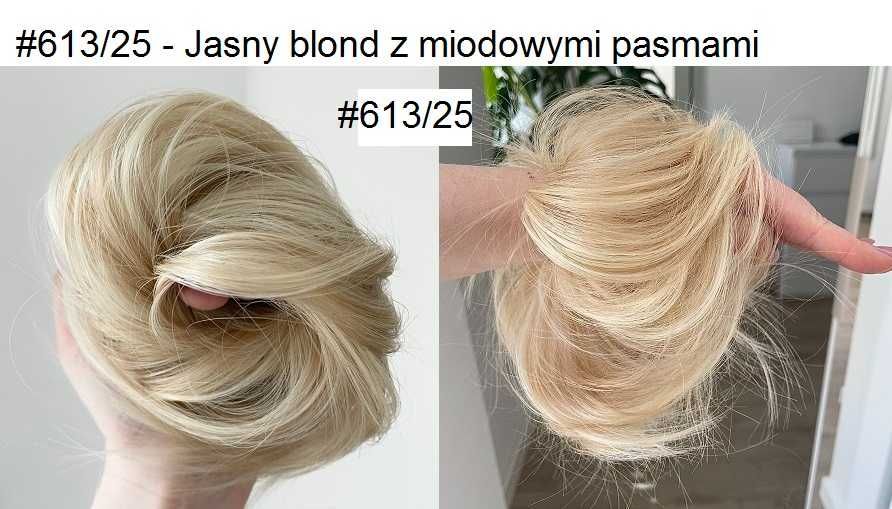 DOCZEPIANY KOK NA GUMCE włosy doczepiane # 25/613 jasny miodowy blond