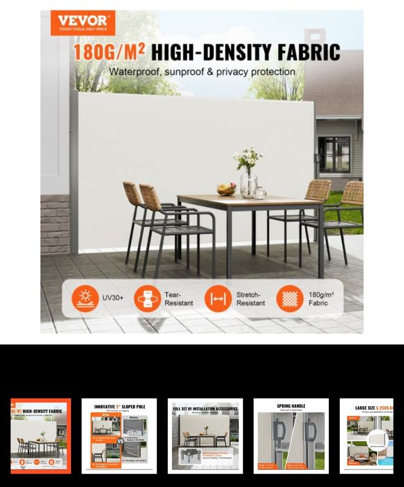 Toldo lateral retrátil 180x350cm