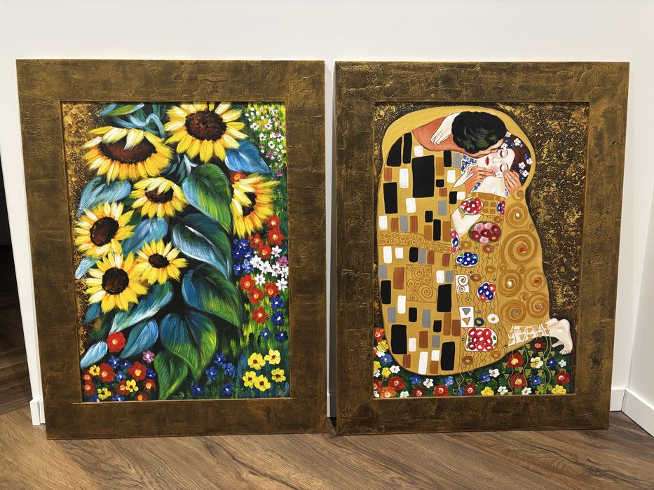 Obraz Gustav Klimt Pocałunek 64x84 x 2 recznie malowany reprodukcja