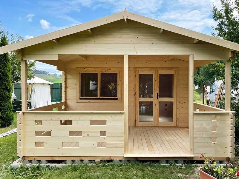 DOMEK OLGA Letniskowy 5x7m BALIK 44mm Taras 3m PROJEKT NA WYMIAR