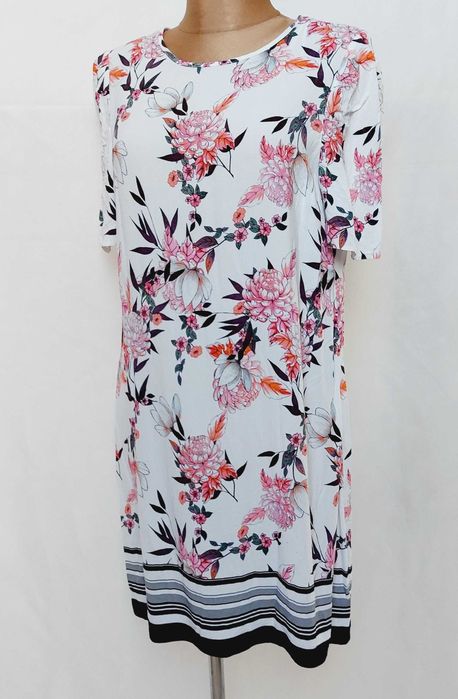 Sukienka tunika 100% Wiskoza New Look 16/44 kwiaty strukturalna 42