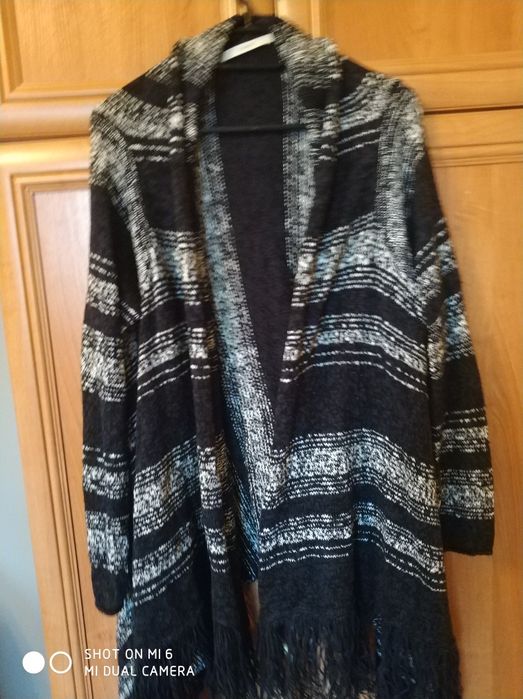 Kardigan przód asymetryczny elegancki modny ciepły miękki wygodny L/XL
