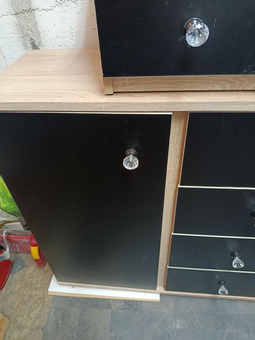 Komoda czarna z szafkami nocnymi