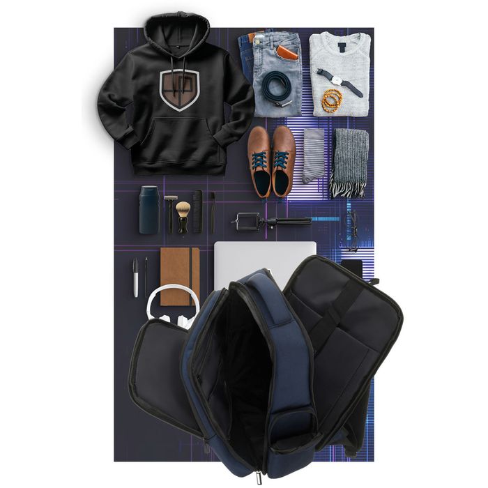 granatowy plecak podróżny z kieszenią na laptopa do 14 cali - peterson