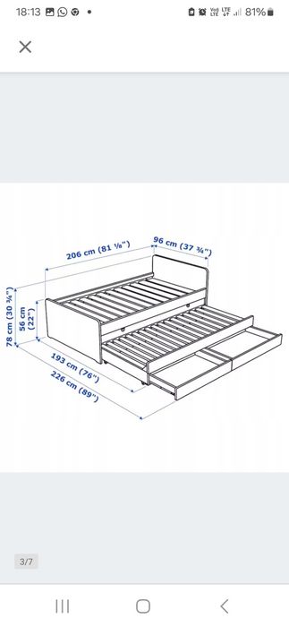 Łóżko dziecięce podwójne z materacami i stelazami
