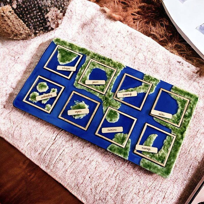 Formy ukształtowania terenu Montessori tabliczki sensoryczne z tacą