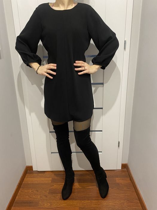 Kozwki za kolano 39 czarne streczowe jak nowe na obcasie zamszowe