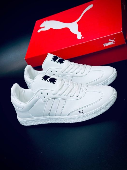 Белые класические кеды пума / кроссовки пума мужские / puma кожаные летние красовки / на низком ходу / мягкие кеды  / пума кросовки