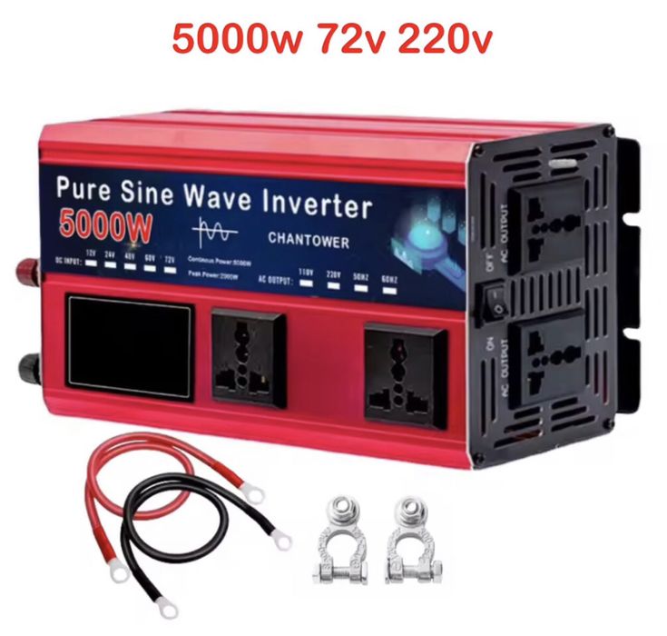 Иневртор 12v 24v 48v 60v 72v 5000q перетворювач чистий сінус