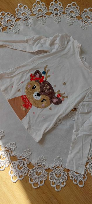 biała bluzka z długim rękawem 128 C&A