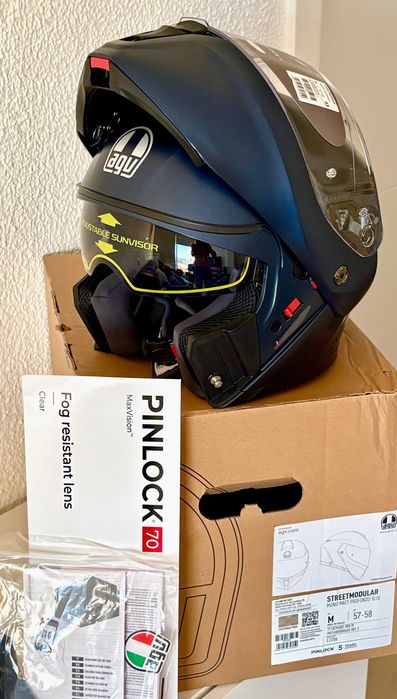 Capacete modular NOVO AGV Streetmodular azul escuro (33% DESCONTO) Tamanho M