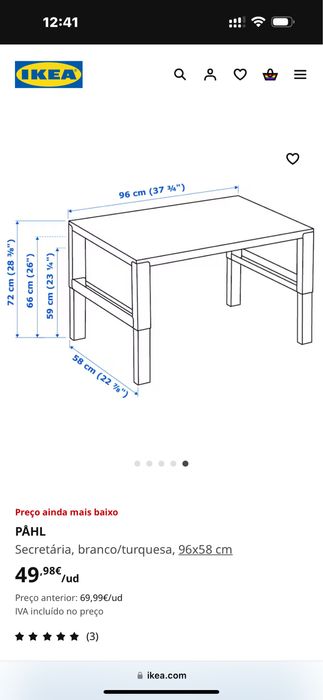 Secretaria criança PAHL + cadeira criança ORFJALL Ikea branco/ rosa