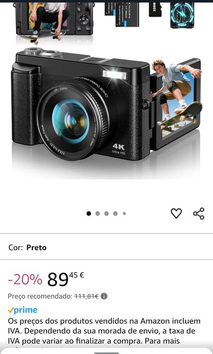 Câmara fotográfica digital 4k Ultra HD Pro