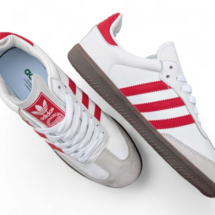 Знижка на колір Чоловічі кросівки Adidas Samba білі з червоним