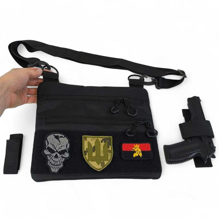 Тактична сумка для прихованого носіння з кобурою, чорна, Cordura