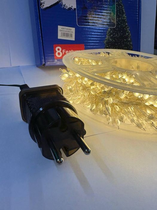 Гірлянда Мішура 50м. Тепло біла 1500 Led. Новорічна прикраса