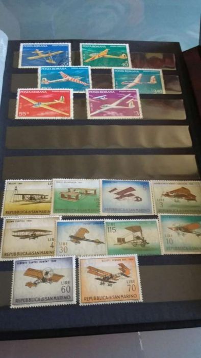 Colecção rara de selos sobre aviação de todo mundo