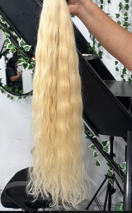 Mega hair 60 cm loiro com raiz esfumado ponto americano