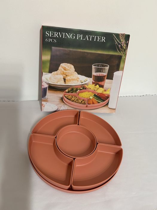 Patera do serowania koralowa  Melamine taca + miseczki nr.8584