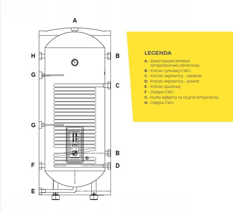 Bufor CWU NOXA model  NX-HPDT-300-WCS stal nier. Duplex + węż. 3m2