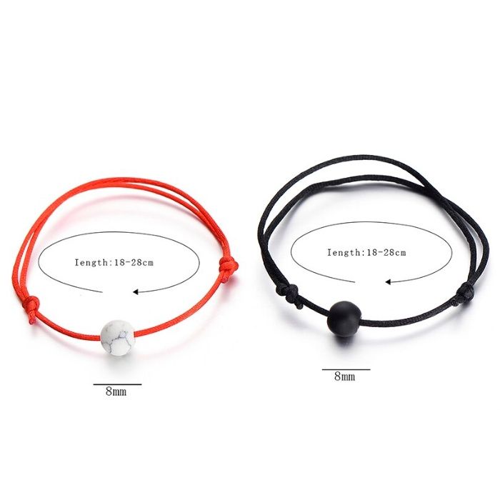 PAR de Pulseiras de AMANTES, Pedra Natural, Estilo Lava Fosca | NOVO