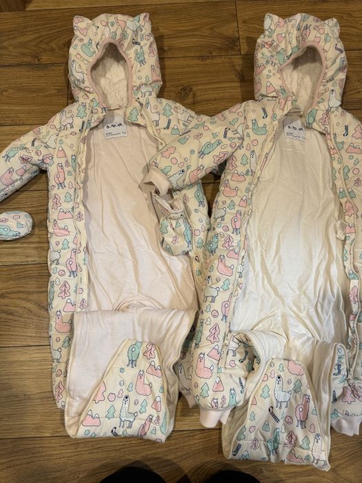 Kombinezony zimowe dla bliźniaczek rozm. 74