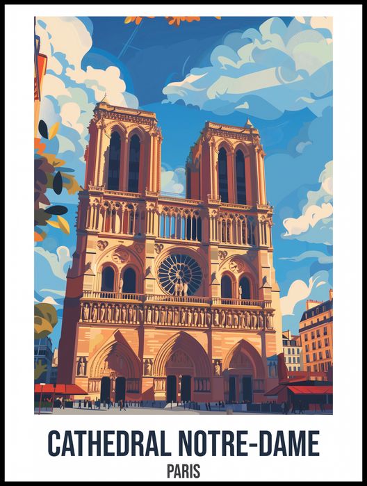 Plakat 75x100cm Cathedral Notre-Dame