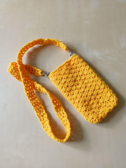Torebka mała na telefon listonoszka handmade żółta
